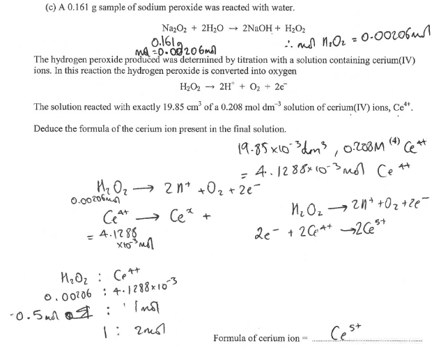 Chemistry student work example