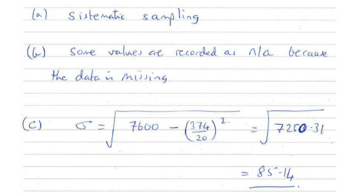 Math student work example