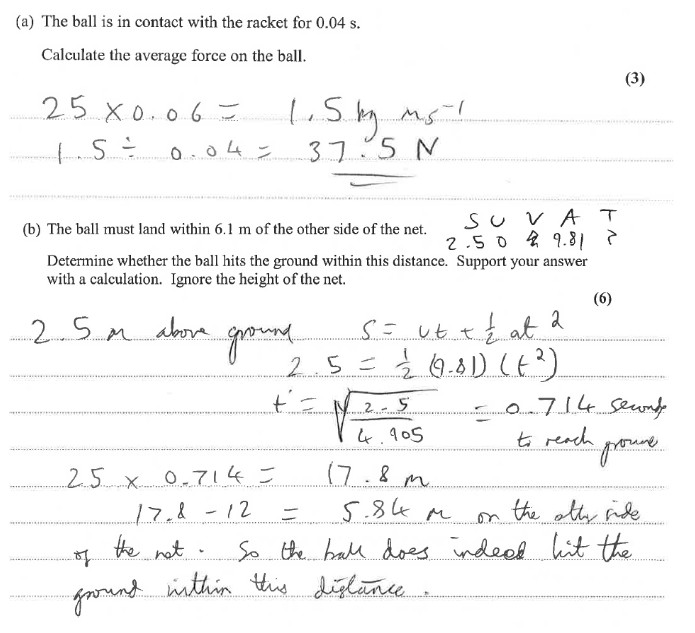 Physics student work example
